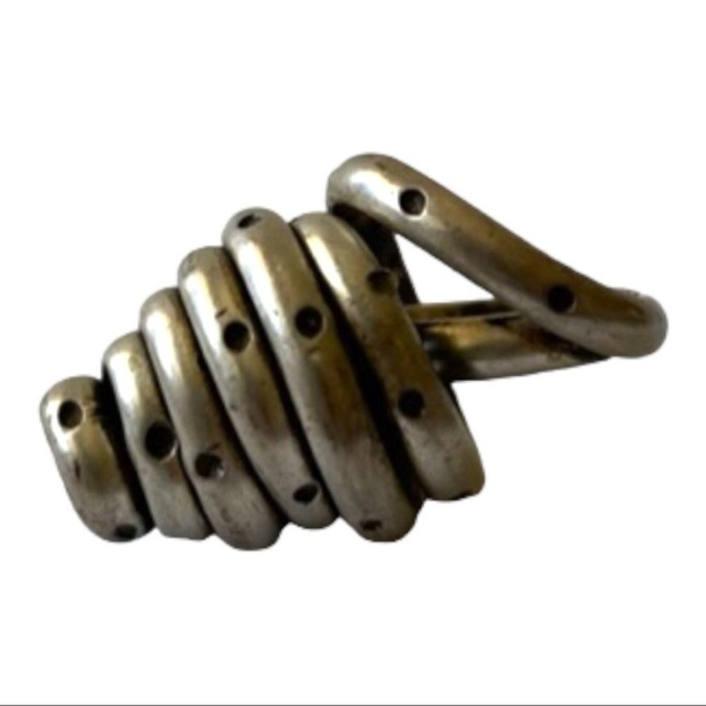 Abstract Beehive Silver Charm Pendant